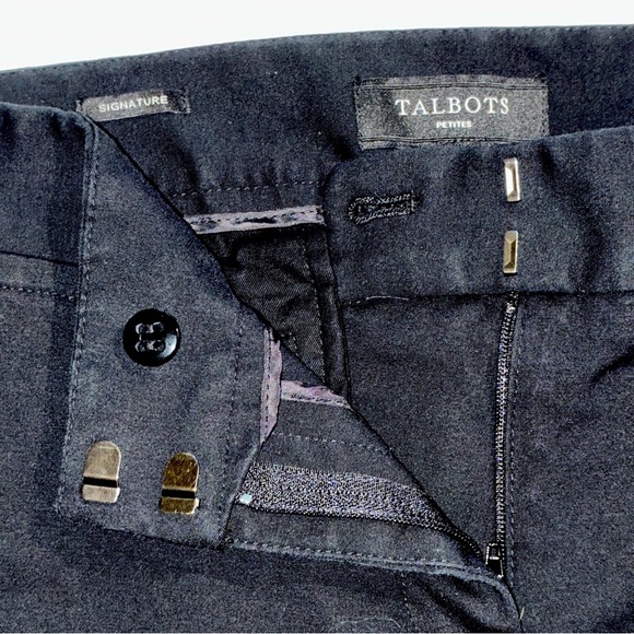 Talbots Signature Black Flat Front Pants Straight Leg Mid Rise Size 10 Petite - Picture 5 of 7